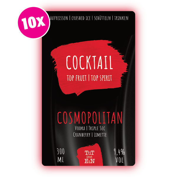 COSMOPOLITAN 10er Box - 10x300 ml | Fertiggemixte Cocktails zum Genießen!