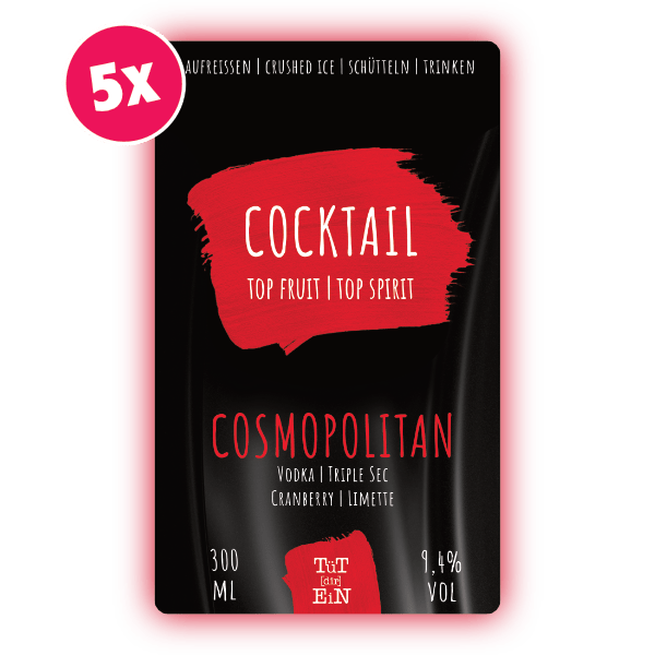 COSMOPOLITAN 5er Box - 5x300 ml | Fertiggemixte Cocktails zum Genießen!