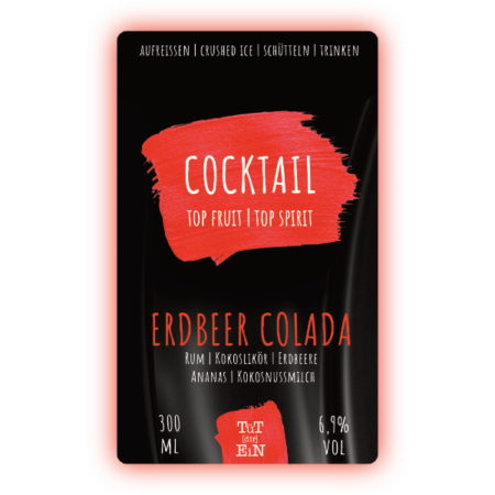 ERDBEERCOLADA - 6,9 % Vol. - 300 ml | Fertiggemixte Cocktails zum Genießen!