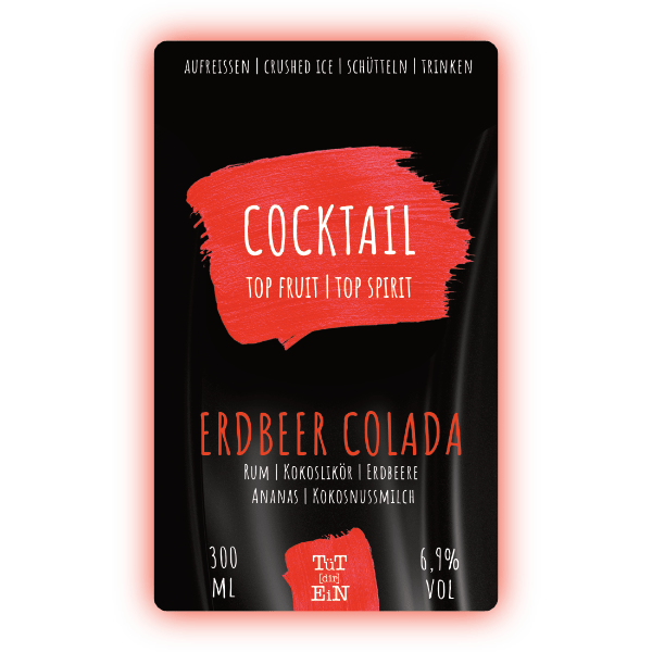 ERDBEERCOLADA - 6,9 % Vol. - 300 ml | Fertiggemixte Cocktails zum Genießen!