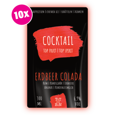 ERDBEER COLADA 10er Box - 6,9 % Vol. - 10x300 ml | Fertiggemixte Cocktails zum Genießen!