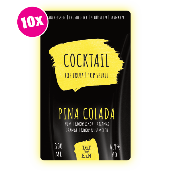 PINA COLADA 10er Box - 6,9 % Vol. - 10x300 ml | Fertiggemixte Cocktails zum Genießen!