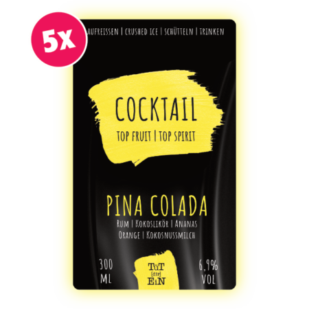 PINA COLADA 5er Box - 6,9 % Vol. - 5x300 ml | Fertiggemixte Cocktails zum Genießen!