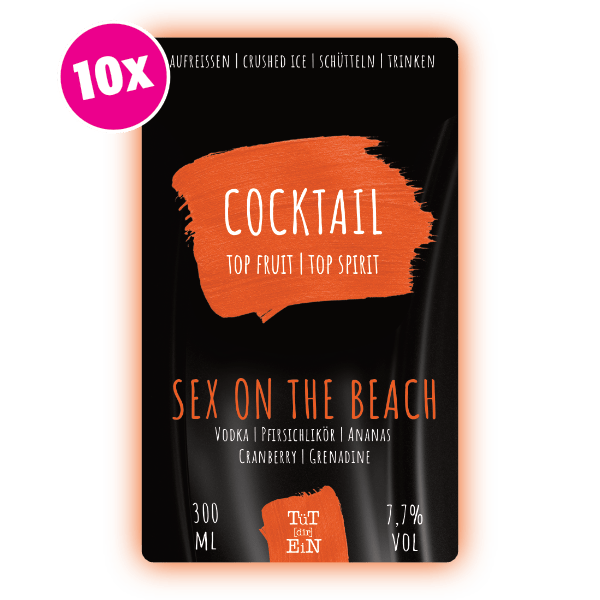 SEX ON THE BEACH 10er Box - 7,7 % Vol. - 10x300 ml | Fertiggemixte Cocktails zum Genießen!
