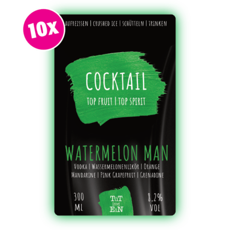 WATERMELONMAN 10er Box - 8,2 % Vol. - 10x300 ml | Fertiggemixte Cocktails zum Genießen!