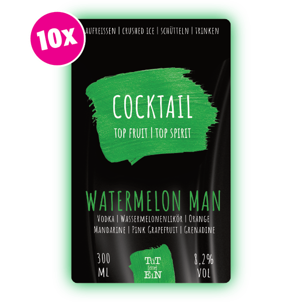 WATERMELONMAN 10er Box - 8,2 % Vol. - 10x300 ml | Fertiggemixte Cocktails zum Genießen!