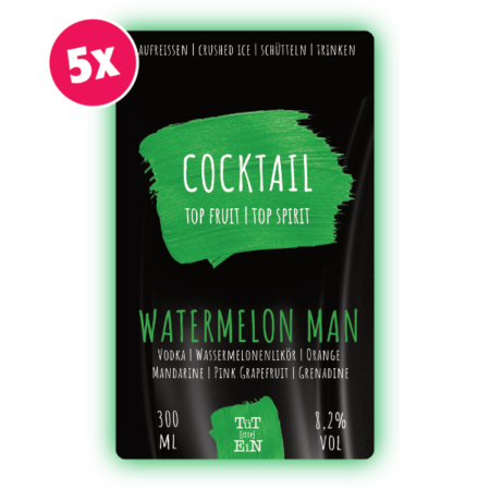 WATERMELONMAN 5er Box - 8,2 % Vol. - 5x300 ml | Fertiggemixte Cocktails zum Genießen!